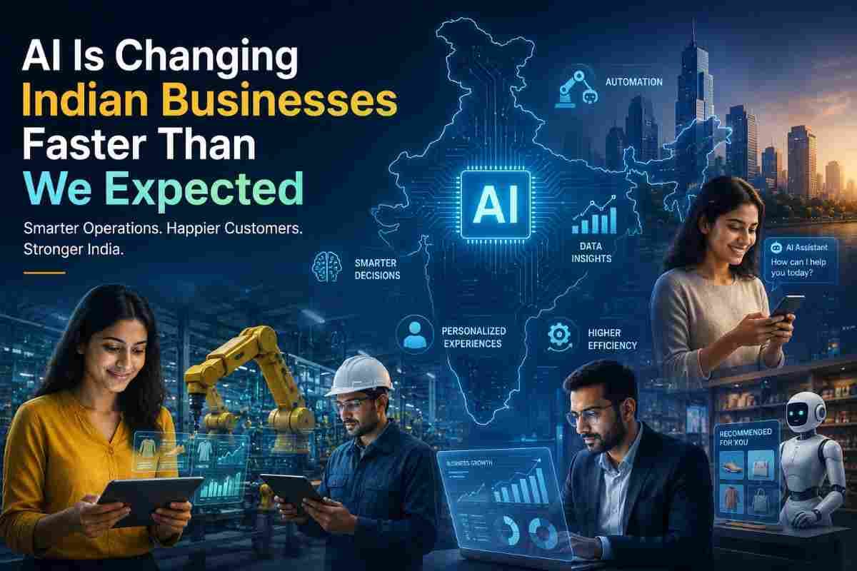 Illustration for the article: AI Is Changing Indian Businesses Faster Than We Expected