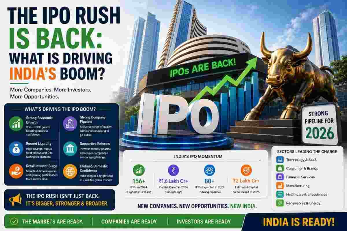 Illustration for the article: The IPO Rush Is Back: What Is Driving India’s Boom?