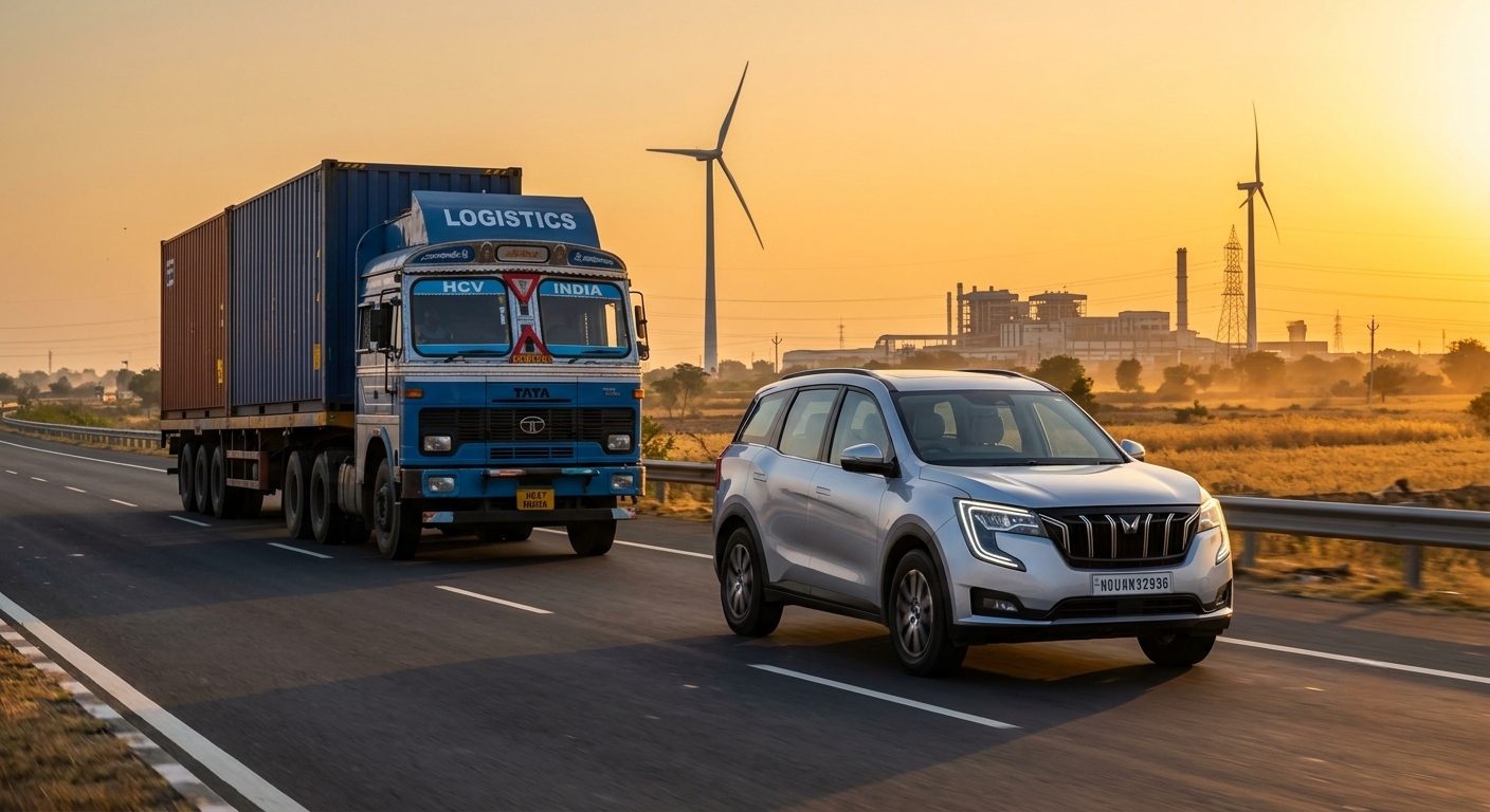 Illustration for the article: Auto Sector: Why Mahindra & Heavy Vehicles Are Winning