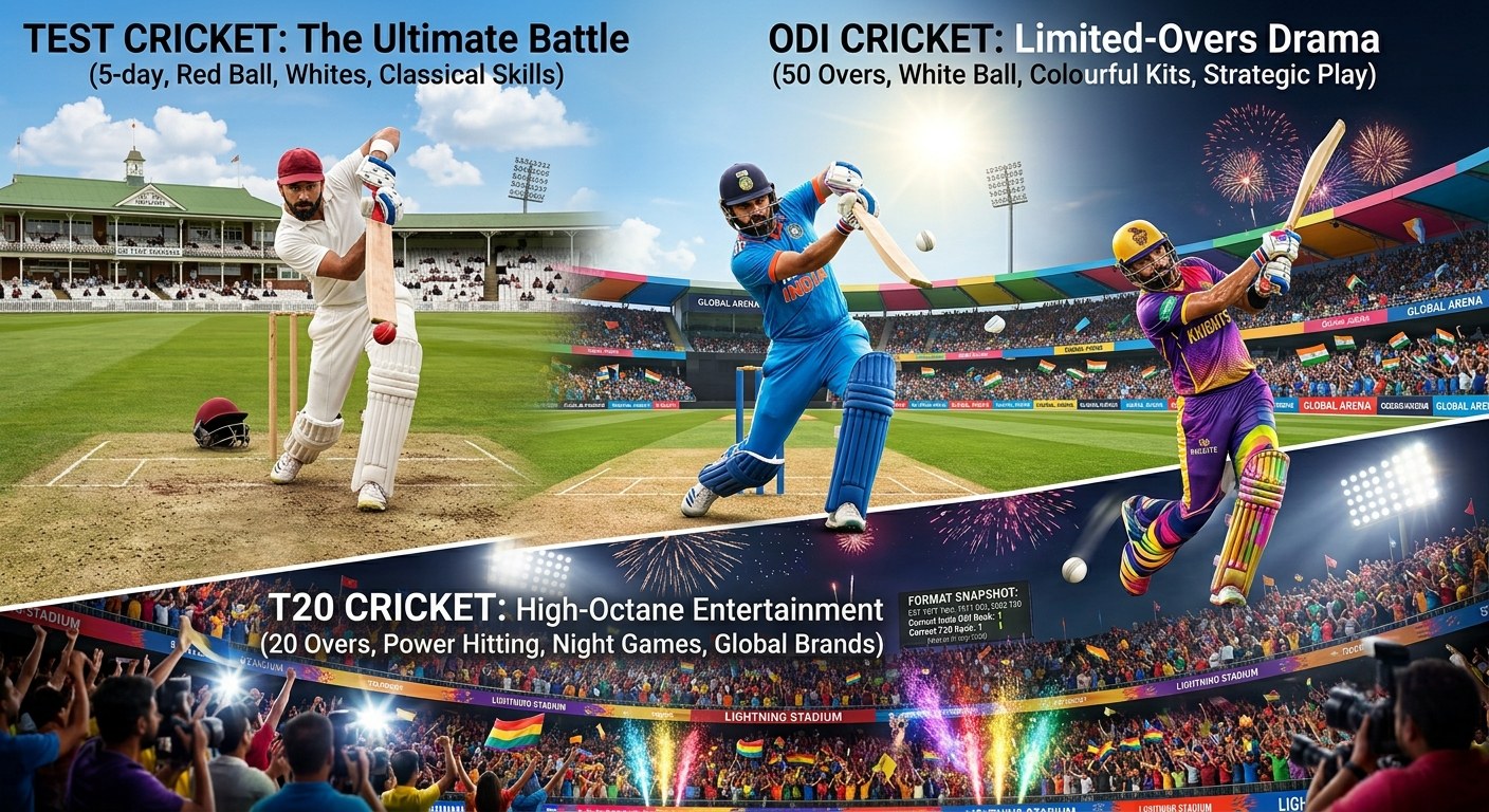 Illustration for the article: Test, ODI and T20: the three cricket formats explained
